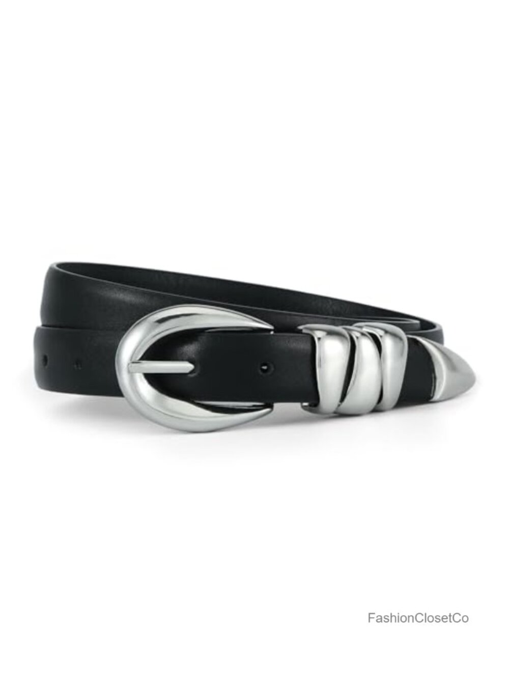 Faux Leather Skinny Belt with Buckle Adjustable Waist 26-36 Inch